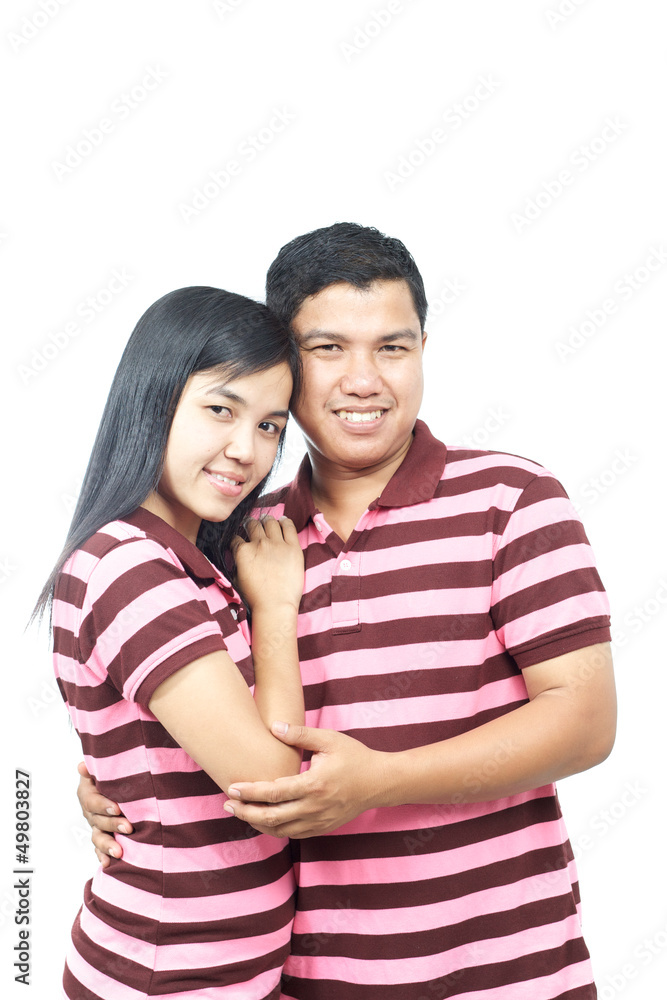 happy attractive asian couple isolated on white background happy attractive asian couple isolated on white background