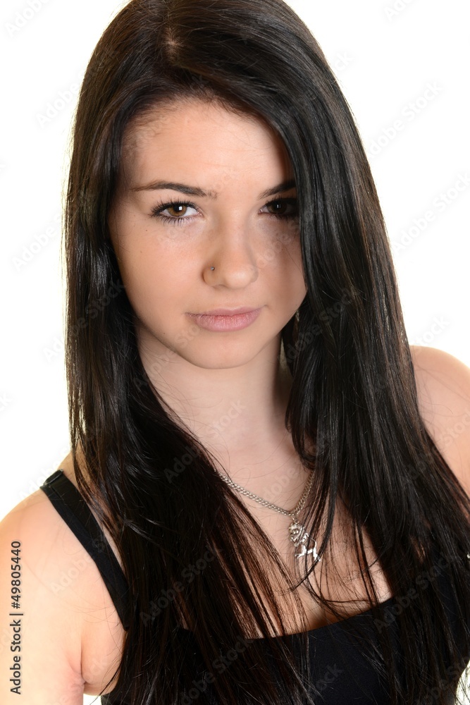 Beautiful woman with long straight hair Beautiful woman with long straight hair