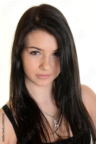 Beautiful woman with long straight hair