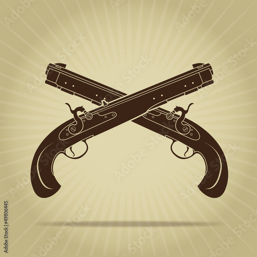 Vintage Crossed Percussion Pistols Silhouette