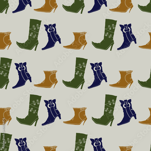 Seamless pattern with colored boots