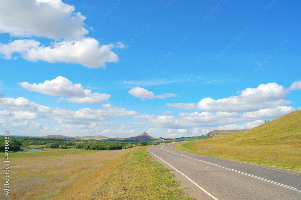 Beautiful summer landscape with highway