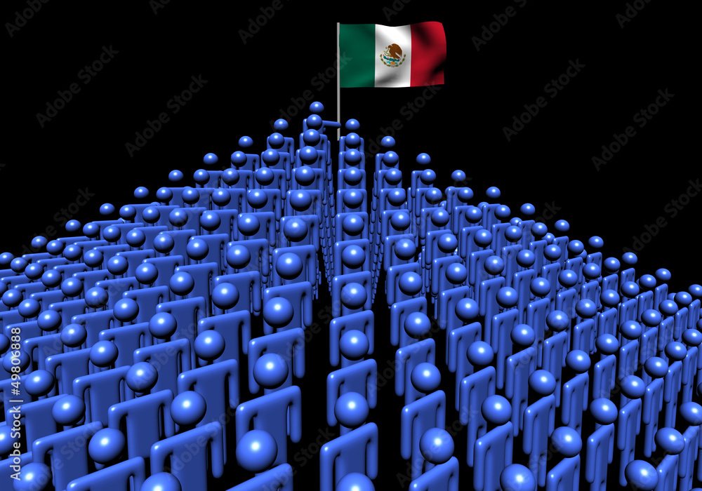 Obraz premium Pyramid of abstract people with Mexican flag illustration