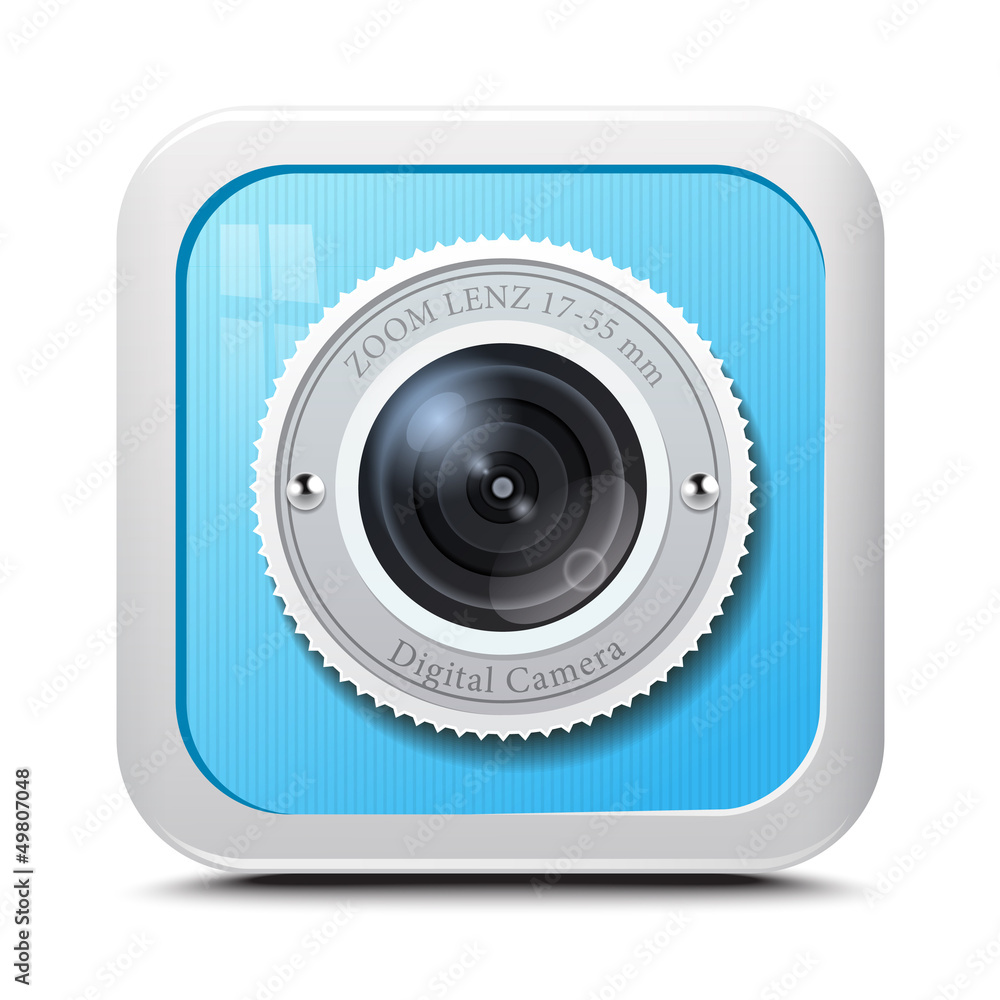 Icon camera blue isolated on a white background. Vector Icon camera blue isolated on a white background. Vector