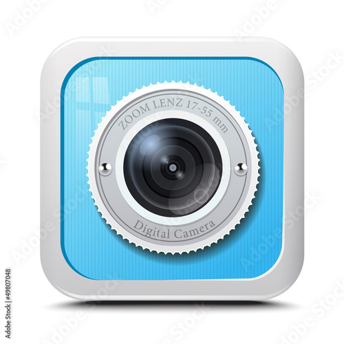 Icon camera blue isolated on a white background. Vector