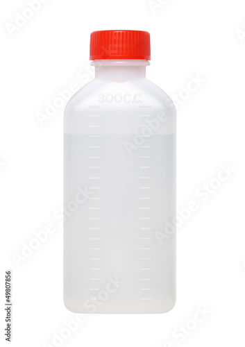 Plastic drug bottle isolated on white background