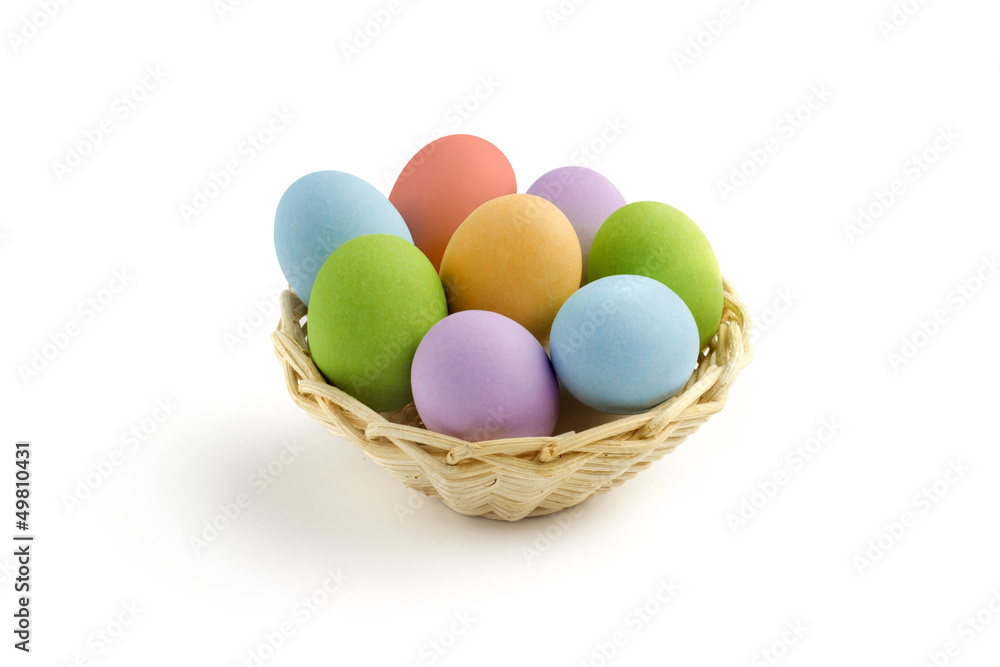 basket of colored easter eggs basket of colored easter eggs