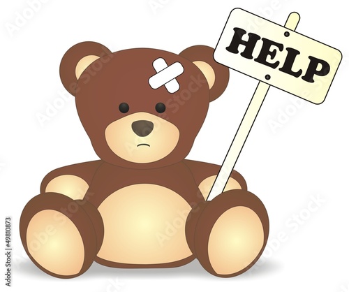 help bear - small patient (sad abused)