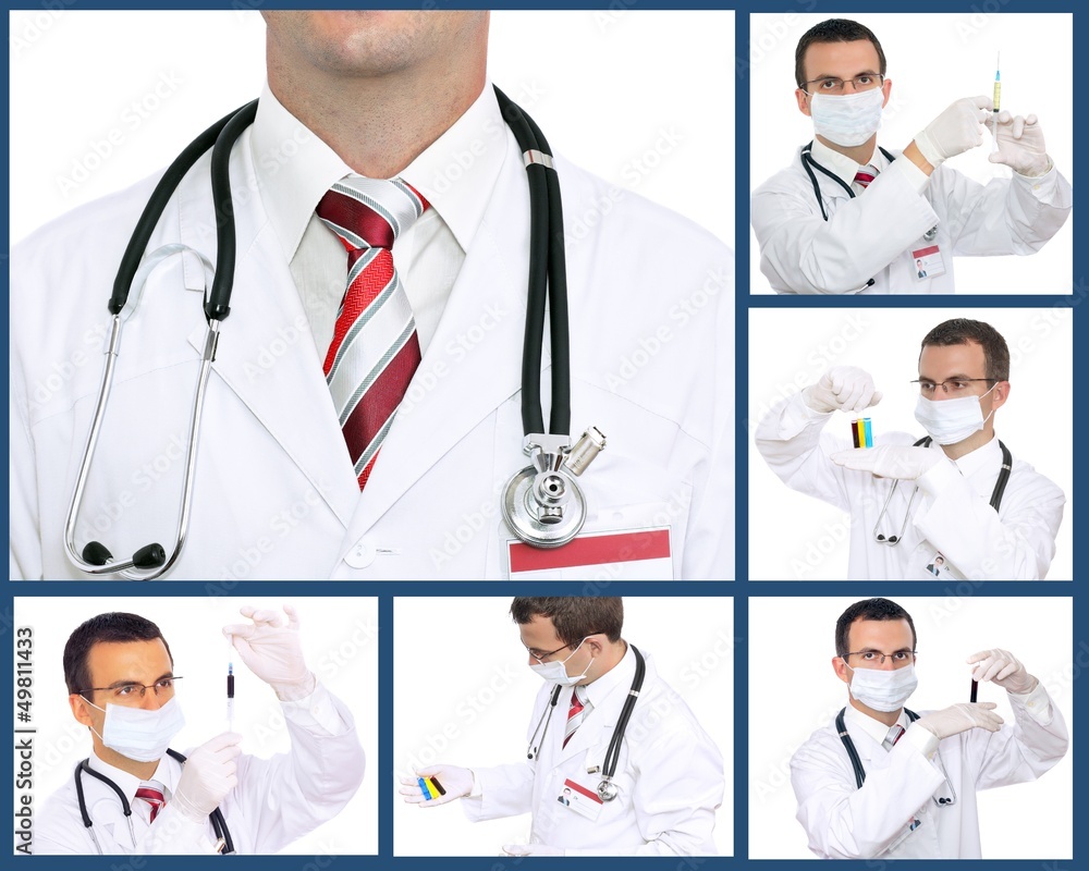 Set (collage) of doctor .Isolated over white background. Set (collage) of doctor .Isolated over white background.