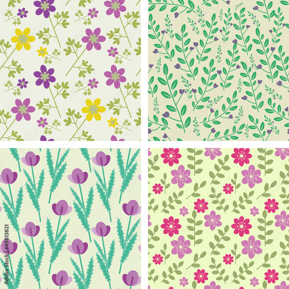 Seamless floral patterns collection