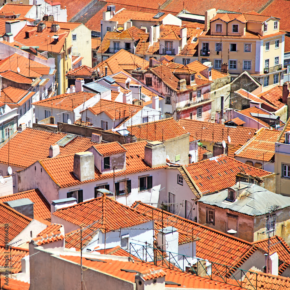 Roofs and white houses view in Alfama district, Lisbon. Portugal Roofs and white houses view in Alfama district, Lisbon. Portugal
