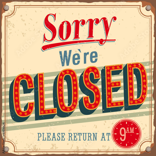 Vintage card - Sorry we're closed