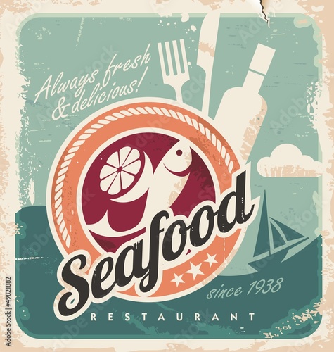 Vintage poster for seafood restaurant