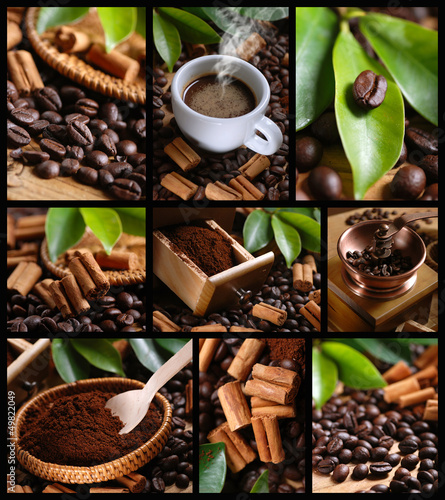 composizione di nove foto a tema caffè