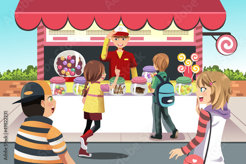 Kids buying candy
