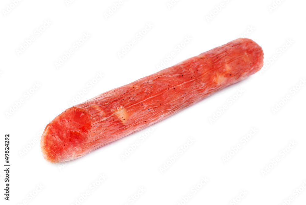 Salami sausage isolated on white background Salami sausage isolated on white background