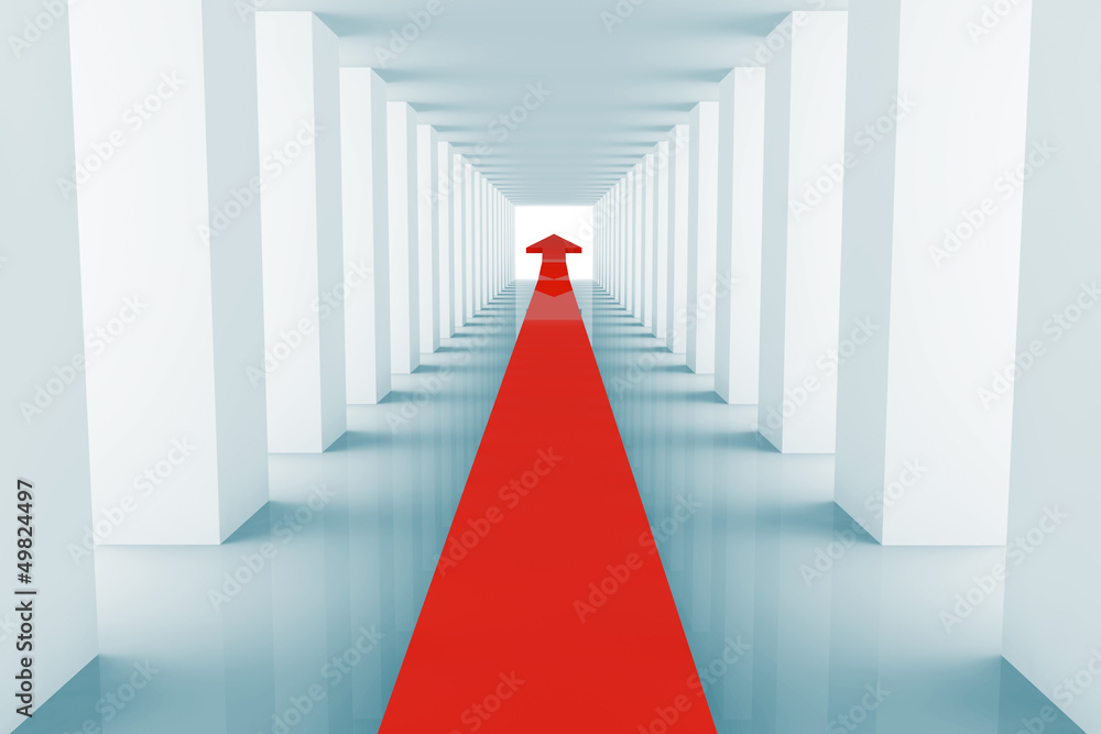 Fototapeta premium Red Arrow in corridor