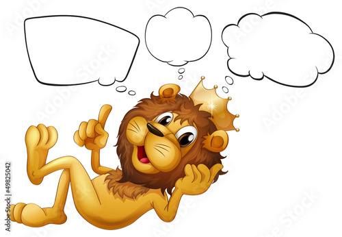 A lion with a crown thinking