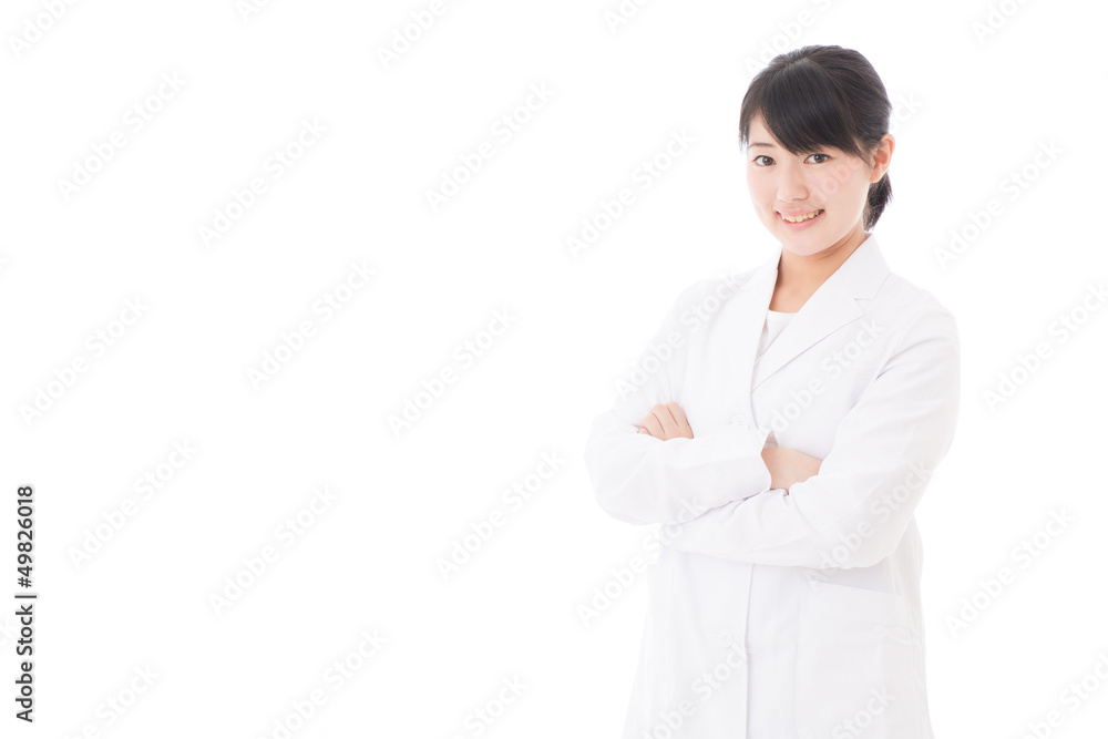 a beautiful asian doctor on white background a beautiful asian doctor on white background