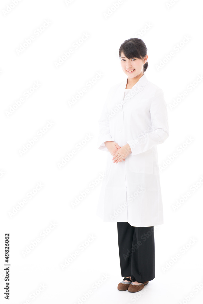 a beautiful asian doctor on white background a beautiful asian doctor on white background