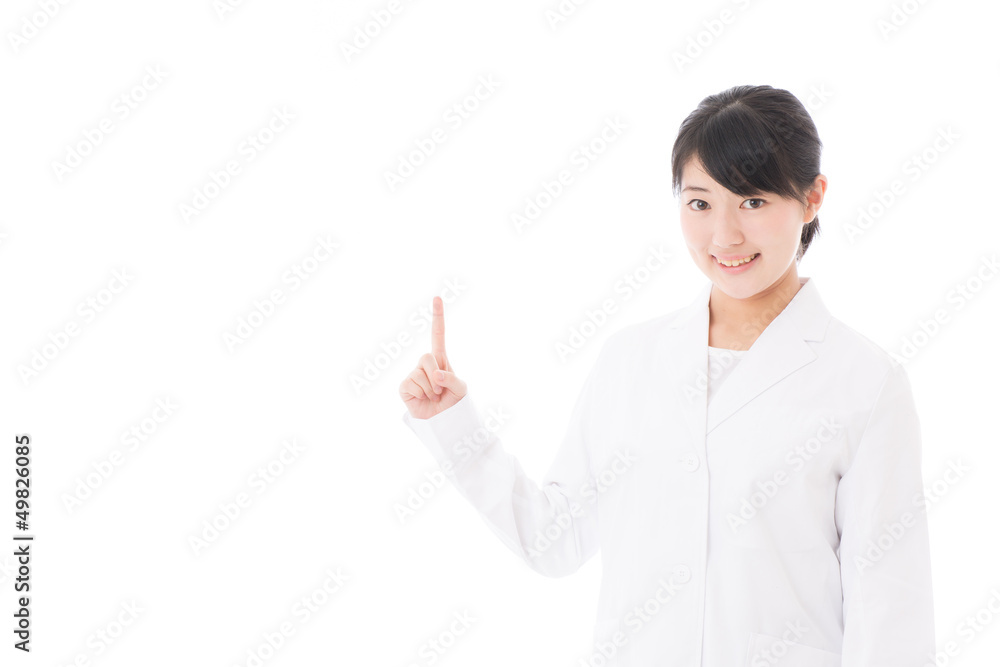 a young asian doctor showing on white background a young asian doctor showing on white background
