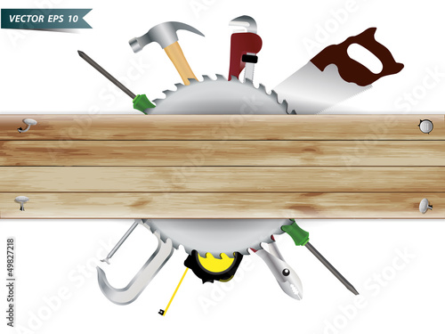 Carpentry, construction hardware tools collage