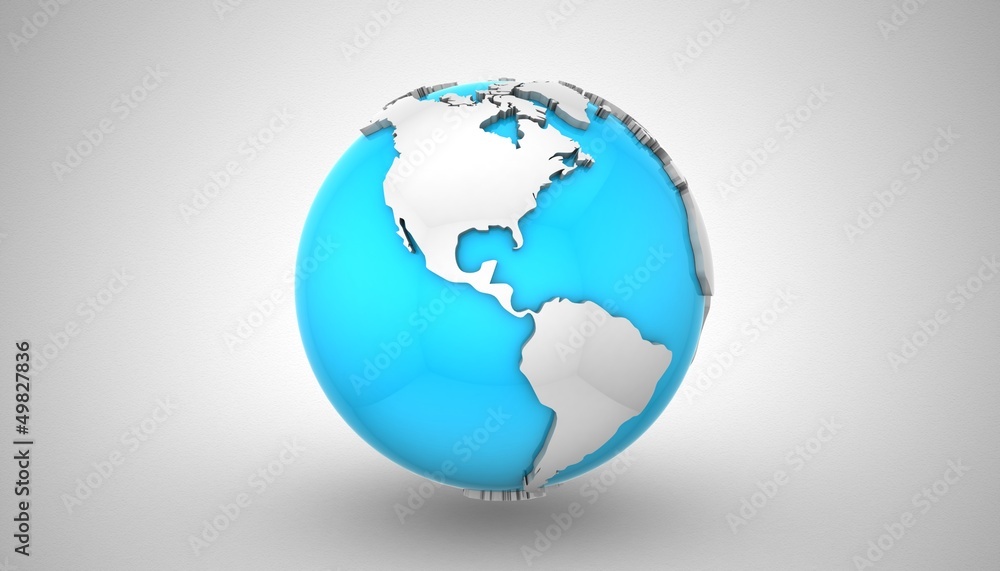 Globe. Gray background, 3d render