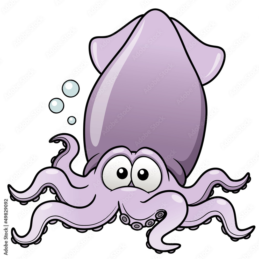 Fototapeta premium illustration of squid cartoon