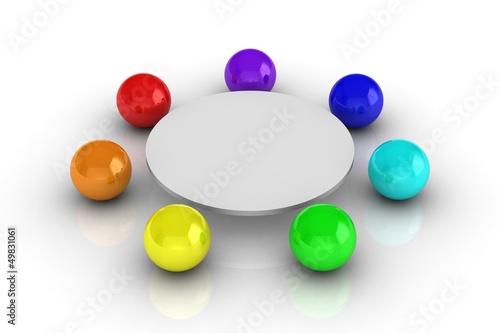 Round table. White background, 3d render photo