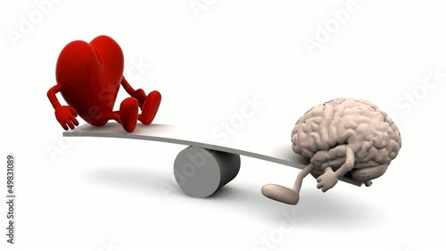 seesaw with heart and brain, 3d animation