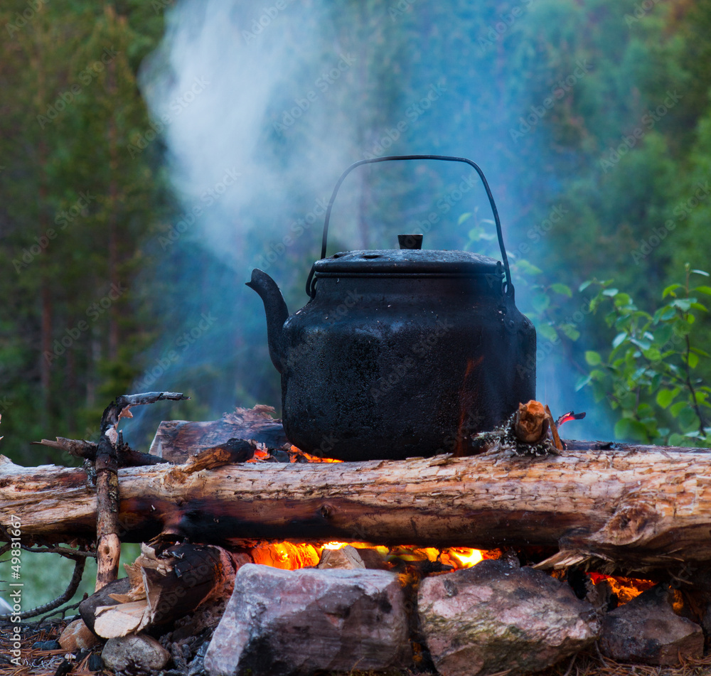 kettle tea pot on fire wood outdoor kettle tea pot on fire wood outdoor