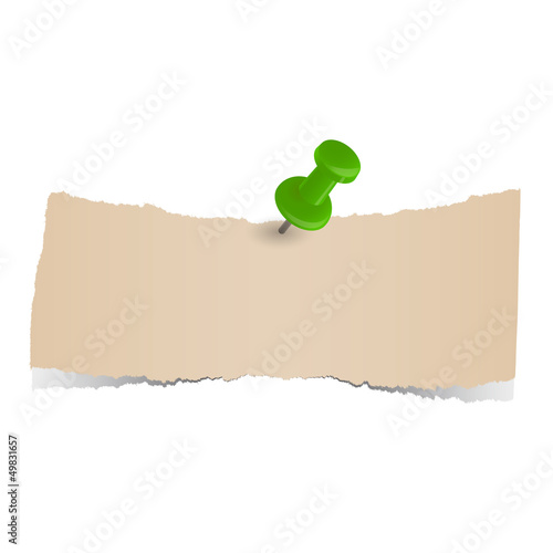 brauner Papierfetzen mit Pin