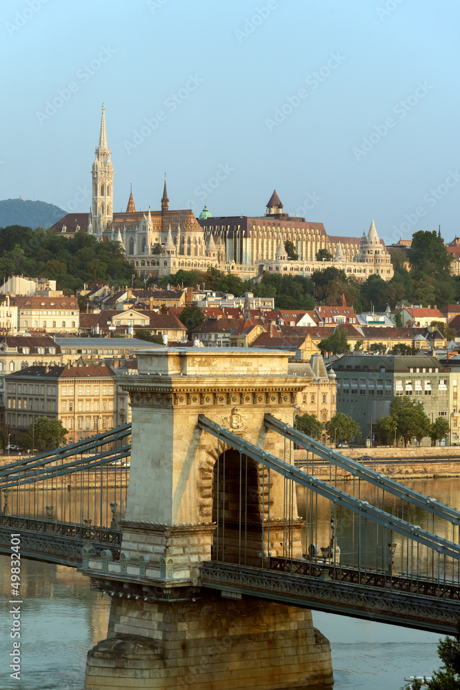 View of Buda and Chain bridge in early morning