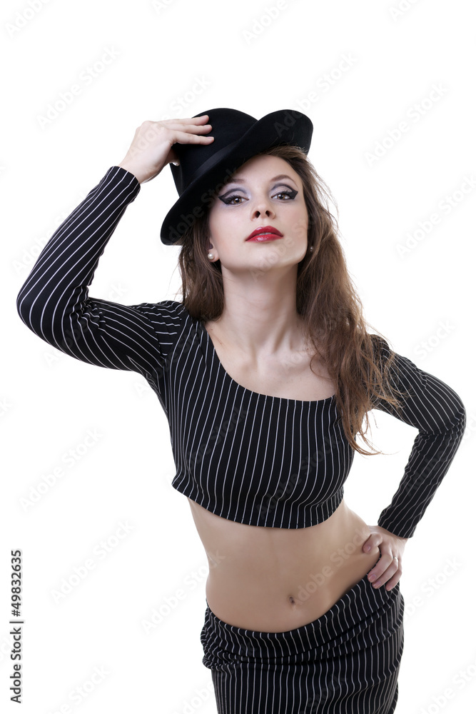 Girl wearing a hat isolated on white Girl wearing a hat isolated on white