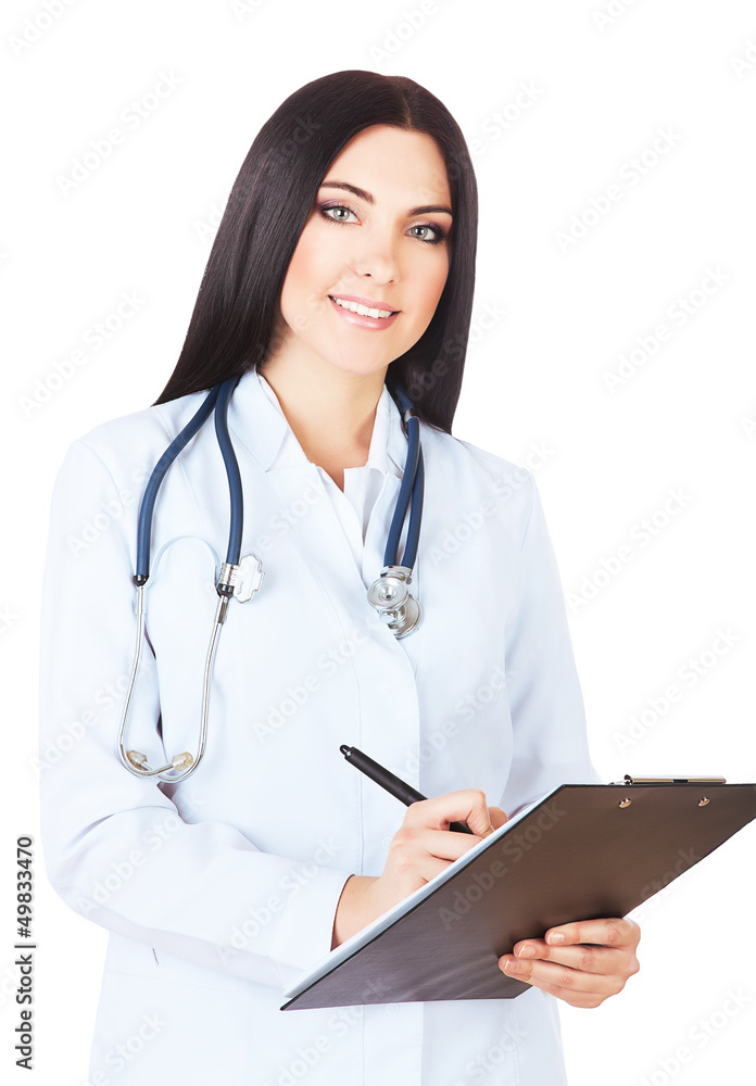 attractive smiling doctor with folder attractive smiling doctor with folder