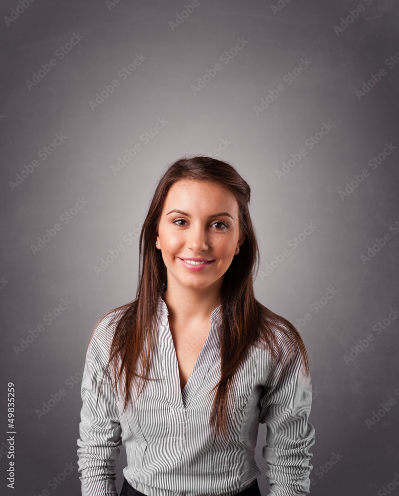 Young woman standing and thinking with copy space Young woman standing and thinking with copy space