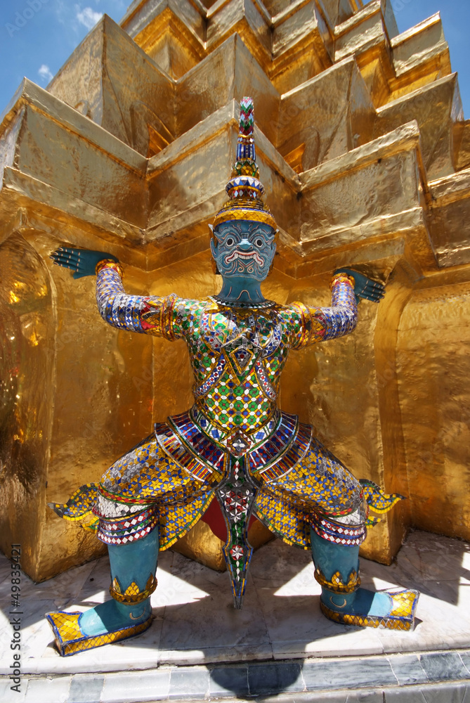 Giant statue of a beautiful Golden Pagoda in Wat Phra Kaew