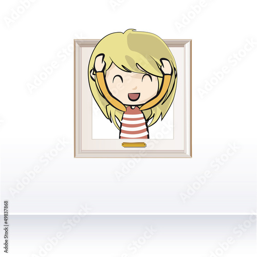 Girl inside a framework. Vector design.