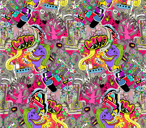 Graffiti wall art background. Seamless texture urban style