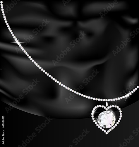 black silk and jewel heart