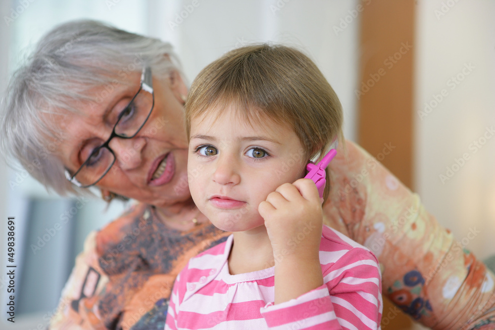Grandmother playing with a child Grandmother playing with a child