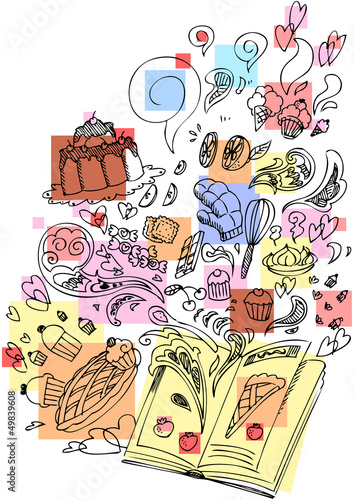 Dessert cooking book sketchy doodle