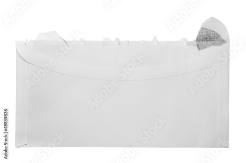 Blank torn open envelope