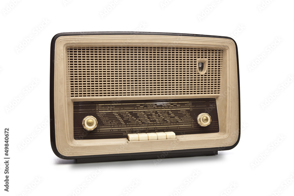 Old radio on a white background Old radio on a white background