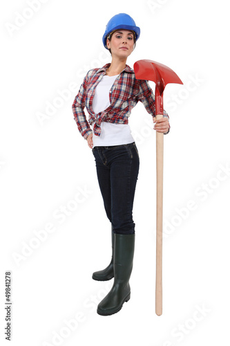 Foto Proud construction worker with a shovel