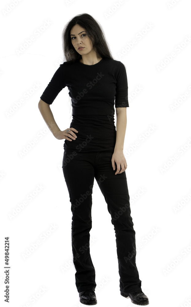 beautiful brunette posing in studio on white background beautiful brunette posing in studio on white background