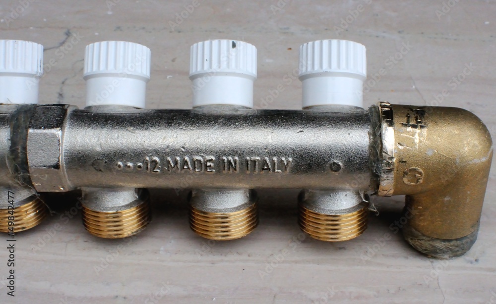 Construction site - manifolds valves for heating systems Construction site - manifolds valves for heating systems