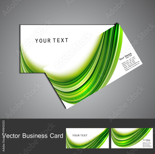 stylish green colorful wave simple business card template vector