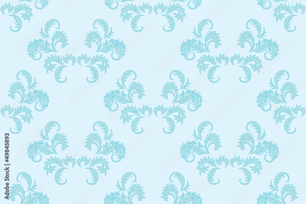 light blue floral seamless vector background