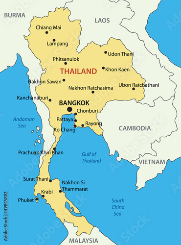 Fototapeta Naklejka Na Ścianę i Meble -  Kingdom of Thailand - vector map